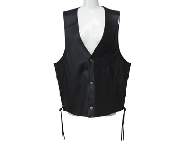極美品 HARLEY DAVIDSON ハーレーダビットソン TRADITION LEATHER VEST レザーベスト 98007-11VM ブラック サイズL 中古 4b002759
