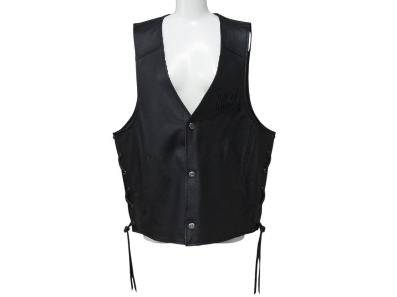 極美品 HARLEY DAVIDSON ハーレーダビットソン TRADITION LEATHER VEST レザーベスト 98007-11VM ブラック サイズL 中古 4b002759
