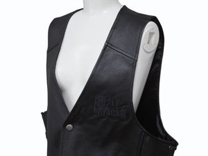 極美品 HARLEY DAVIDSON ハーレーダビットソン TRADITION LEATHER VEST レザーベスト 98007-11VM ブラック サイズL 中古 4b002759