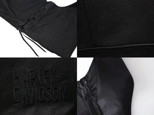 極美品 HARLEY DAVIDSON ハーレーダビットソン TRADITION LEATHER VEST レザーベスト 98007-11VM ブラック サイズL 中古 4b002759