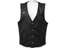 Load image into Gallery viewer, 極美品 HARLEY DAVIDSON ハーレーダビットソン レザーベスト 98132 サイズM レザー スカル パッチ ブラック 中古 4b002760