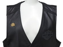 Load image into Gallery viewer, 極美品 HARLEY DAVIDSON ハーレーダビットソン レザーベスト 98132 サイズM レザー スカル パッチ ブラック 中古 4b002760
