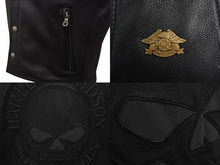 Load image into Gallery viewer, 極美品 HARLEY DAVIDSON ハーレーダビットソン レザーベスト 98132 サイズM レザー スカル パッチ ブラック 中古 4b002760
