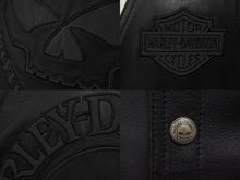 Load image into Gallery viewer, 極美品 HARLEY DAVIDSON ハーレーダビットソン レザーベスト 98132 サイズM レザー スカル パッチ ブラック 中古 4b002760