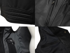 極美品 HARLEY DAVIDSON ハーレーダビットソン レザーベスト 98132 サイズM レザー スカル パッチ ブラック 中古 4b002760
