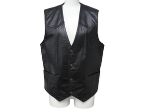 HARLEY DAVIDSON ハーレーダビットソン レザーベスト 50107 サイズM カーフレザー ブラック レーシング バイク 美品 中古 4b002761