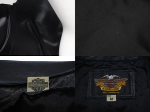 HARLEY DAVIDSON ハーレーダビットソン レザーベスト 50107 サイズM カーフレザー ブラック レーシング バイク 美品 中古 4b002761