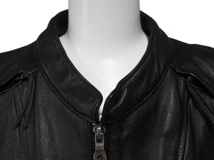 極美品 HARLEY DAVIDSON ハーレーダビットソン レザージャケット ラインストーン ブラック オレンジ シルバー金具 サイズL 中古 4b002762