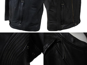 極美品 HARLEY DAVIDSON ハーレーダビットソン レザージャケット ラインストーン ブラック オレンジ シルバー金具 サイズL 中古 4b002762