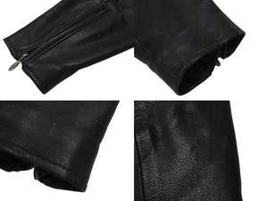 極美品 HARLEY DAVIDSON ハーレーダビットソン レザージャケット ラインストーン ブラック オレンジ シルバー金具 サイズL 中古 4b002762
