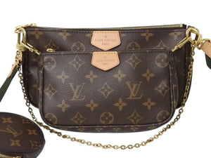 極美品 LOUIS VUITTON ルイヴィトン ミュルティポシェット アクセソワール カーキ ショルダーバッグ モノグラム M44813 中古 4b002764
