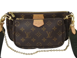 極美品 LOUIS VUITTON ルイヴィトン ミュルティポシェット アクセソワール カーキ ショルダーバッグ モノグラム M44813 中古 4b002765