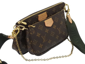 極美品 LOUIS VUITTON ルイヴィトン ミュルティポシェット アクセソワール カーキ ショルダーバッグ モノグラム M44813 中古 4b002765