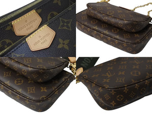 極美品 LOUIS VUITTON ルイヴィトン ミュルティポシェット アクセソワール カーキ ショルダーバッグ モノグラム M44813 中古 4b002765