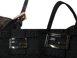 極美品 FENDI フェンディ ズッキーノ マンマバケット キャンバス ワンショルダーバッグ ブラウン ピンクゴールド金具 8BR001 中古 4b002783