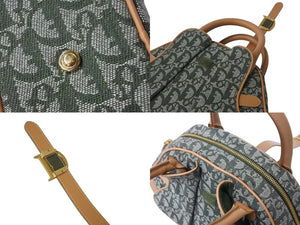極美品 Christian Dior クリスチャンディオール トロッター ダブルサドルバッグ ハンドバッグ PZ0701 カーキ キャンバス 中古 4b002784