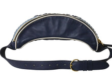 Load image into Gallery viewer, MIUMIU ミュウミュウ マテラッセ レザー ウエストバッグ ブルー ネイビー ボディバッグ ロゴ ツートーン ゴールド金具 美品 中古 4b002786