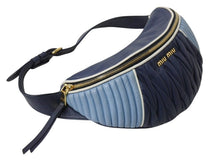 Load image into Gallery viewer, MIUMIU ミュウミュウ マテラッセ レザー ウエストバッグ ブルー ネイビー ボディバッグ ロゴ ツートーン ゴールド金具 美品 中古 4b002786
