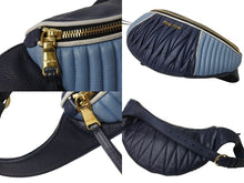 Load image into Gallery viewer, MIUMIU ミュウミュウ マテラッセ レザー ウエストバッグ ブルー ネイビー ボディバッグ ロゴ ツートーン ゴールド金具 美品 中古 4b002786