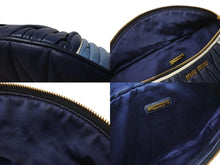 Load image into Gallery viewer, MIUMIU ミュウミュウ マテラッセ レザー ウエストバッグ ブルー ネイビー ボディバッグ ロゴ ツートーン ゴールド金具 美品 中古 4b002786