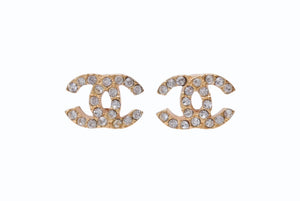 CHANEL シャネル ココマーク ピアス 重量約4.1g 01P刻印 ラインストーン メタル GP ゴールド クリア 両耳用 美品 中古 4b002791