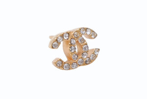 CHANEL シャネル ココマーク ピアス 重量約4.1g 01P刻印 ラインストーン メタル GP ゴールド クリア 両耳用 美品 中古 4b002791