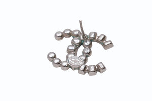 CHANEL シャネル ココマーク ピアス 重量約2.6g B17B刻印 ラインストーン メタル シルバー クリア 片耳用 美品 中古 4b002793