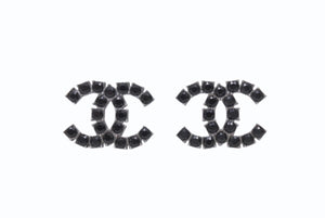 CHANEL シャネル ココマーク ピアス 重量約3.1g B18S刻印 ラインストーン メタル シルバー ブラック 両耳用 美品 中古 4b002796