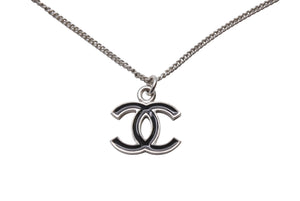極美品 CHANEL シャネル ココマーク ネックレス 重量約6.3g 07V刻印 全長約43cm メタル シルバー ブラック 中古 4b002798