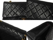 Load image into Gallery viewer, 極美品 CHANEL シャネル マトラッセ25 Wフラップ Wチェーンショルダーバッグ 4番台 ラムスキン ココマーク ブラック ゴールド金具 中古 4b002802