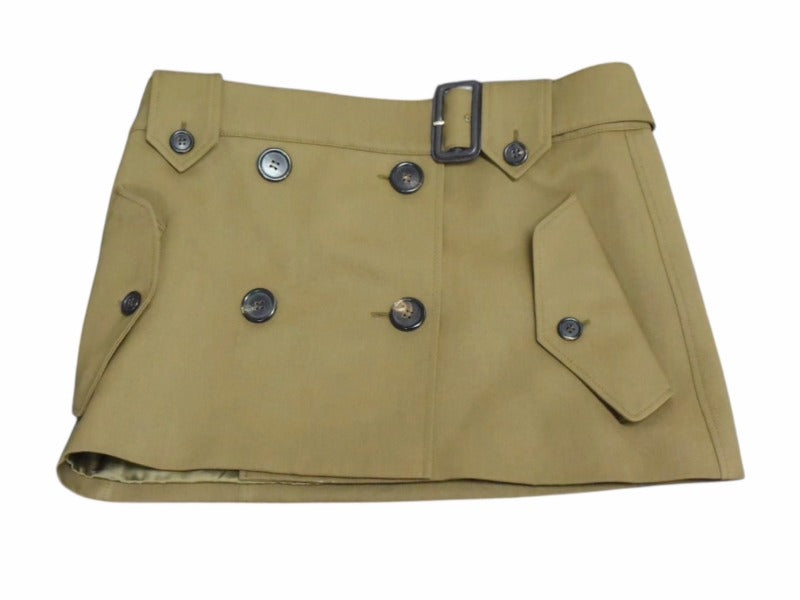 MIUMIU ミュウミュウ ウールミニスカート MG2124 サイズ36 ギャバジン バックパッチ ブラウン 24SS 美品 中古 4b002803 