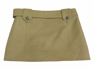 MIUMIU ミュウミュウ ウールミニスカート MG2124 サイズ36 ギャバジン バックパッチ ブラウン 24SS 美品 中古 4b002803 