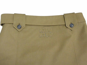MIUMIU ミュウミュウ ウールミニスカート MG2124 サイズ36 ギャバジン バックパッチ ブラウン 24SS 美品 中古 4b002803 