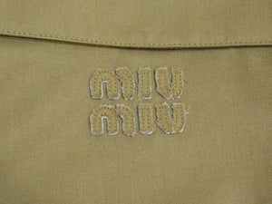 MIUMIU ミュウミュウ ウールミニスカート MG2124 サイズ36 ギャバジン バックパッチ ブラウン 24SS 美品 中古 4b002803 