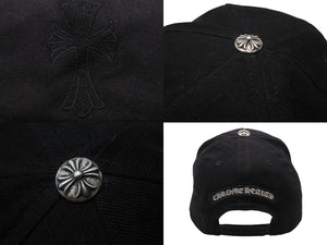 CHROME HEARTS クロムハーツ キャップ ブラック 016-093873 コットン真実 シルバー フリーサイズ 美品 中古 4b002804 
