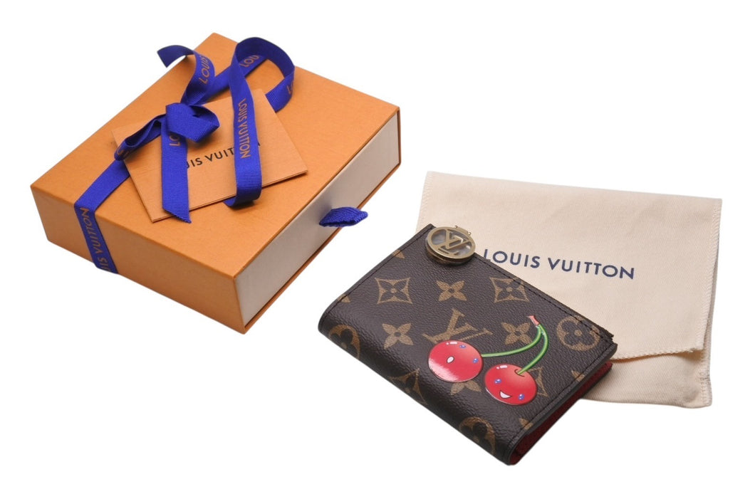 新品未使用 LOUIS VUITTON ルイヴィトン モノグラム ポルトフォイユ リサ 新作 二つ折り財布 M13420 村上隆 ブラウン 中古 4b002809