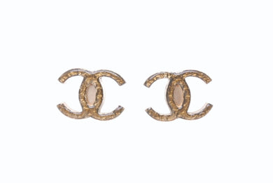 CHANEL シャネル ココマーク ピアス 両耳 アクセサリー 10C刻印 フランス製 GP ゴールドラメ 1.3g 美品 中古 4b002824