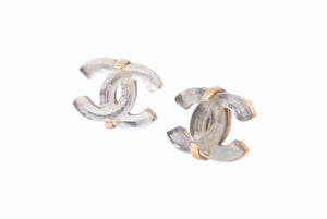 CHANEL シャネル ピアス 両耳 ココマーク アクセサリー 02A刻印 GP クリア ゴールド 2.6g 美品 中古 4b002819
