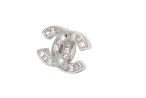 CHANEL シャネル ココマーク ピアス 重量約5.8g B18B刻印 ラインストーン メタル シルバー クリア 両耳用 美品 中古 4b002816