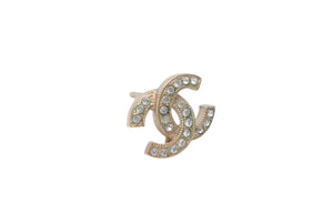 CHANEL シャネル ココマーク ピアス 重量約1.3g F20V刻印 ラインストーン メタル GP ゴールド クリア 片耳用 美品 中古 4b002820
