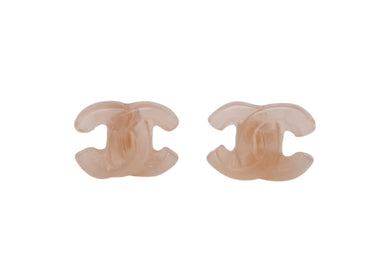 CHANEL シャネル ピアス 両耳 ココマーク アクセサリー 01P刻印 フランス製 プラスチック GP クリアピンク ゴールド金具 美品 中古 4b002823