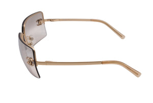 極美品 CHANEL シャネル リムレス サングラス 4092-B c102/8Z サイズ62□15 120 ココマーク ラインストーン メタル ブラウン 中古 4b002815