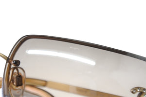 極美品 CHANEL シャネル リムレス サングラス 4092-B c102/8Z サイズ62□15 120 ココマーク ラインストーン メタル ブラウン 中古 4b002815
