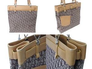 CHRISTIAN DIOR クリスチャンディオール トロッター トートバッグ BM-1001 キャンバス レザー ブラウン シルバー金具 美品 中古 4b002833