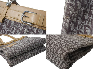 CHRISTIAN DIOR クリスチャンディオール トロッター トートバッグ BM-1001 キャンバス レザー ブラウン シルバー金具 美品 中古 4b002833