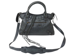 BALENCIAGA バレンシアガ ザ タウン エディターズバッグ 2WAY ショルダー ハンドバッグ グレー レザー 240579 美品 中古 4b002834
