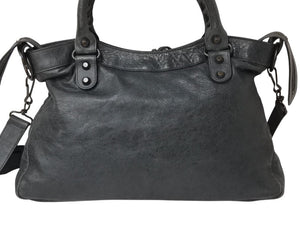 BALENCIAGA バレンシアガ ザ タウン エディターズバッグ 2WAY ショルダー ハンドバッグ グレー レザー 240579 美品 中古 4b002834