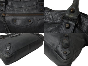 BALENCIAGA バレンシアガ ザ タウン エディターズバッグ 2WAY ショルダー ハンドバッグ グレー レザー 240579 美品 中古 4b002834