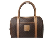 Load image into Gallery viewer, CELINE セリーヌ ボストンバック26 マカダム柄 M12 PVC レザー ヴィンテージ ブラウン ゴールド金具 美品 中古 4b002835