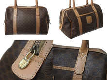 Load image into Gallery viewer, CELINE セリーヌ ボストンバック26 マカダム柄 M12 PVC レザー ヴィンテージ ブラウン ゴールド金具 美品 中古 4b002835